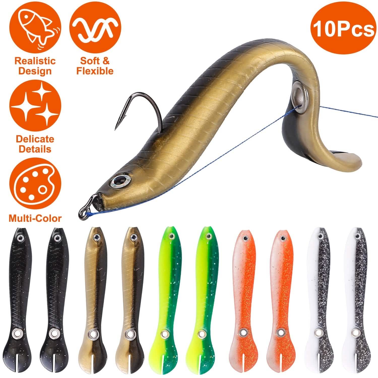 10-Pieces: Realistic Bass Loach Swimming Lure Outdoor Recreation - Tophatter Daily Deals