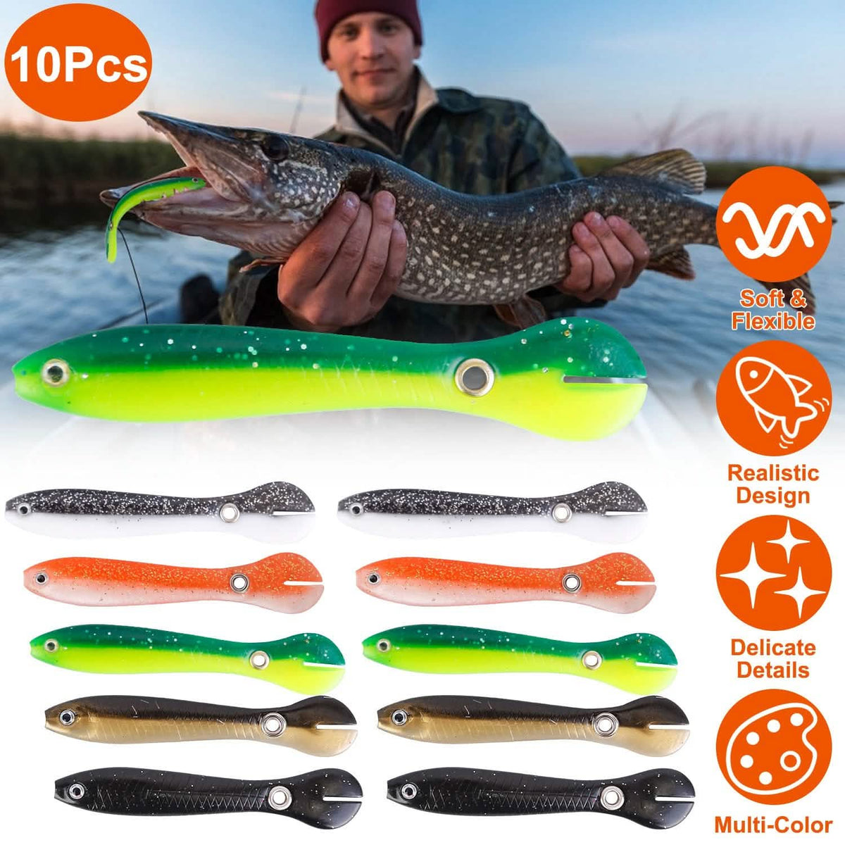 10-Pieces: Realistic Bass Loach Swimming Lure Outdoor Recreation - Tophatter Daily Deals