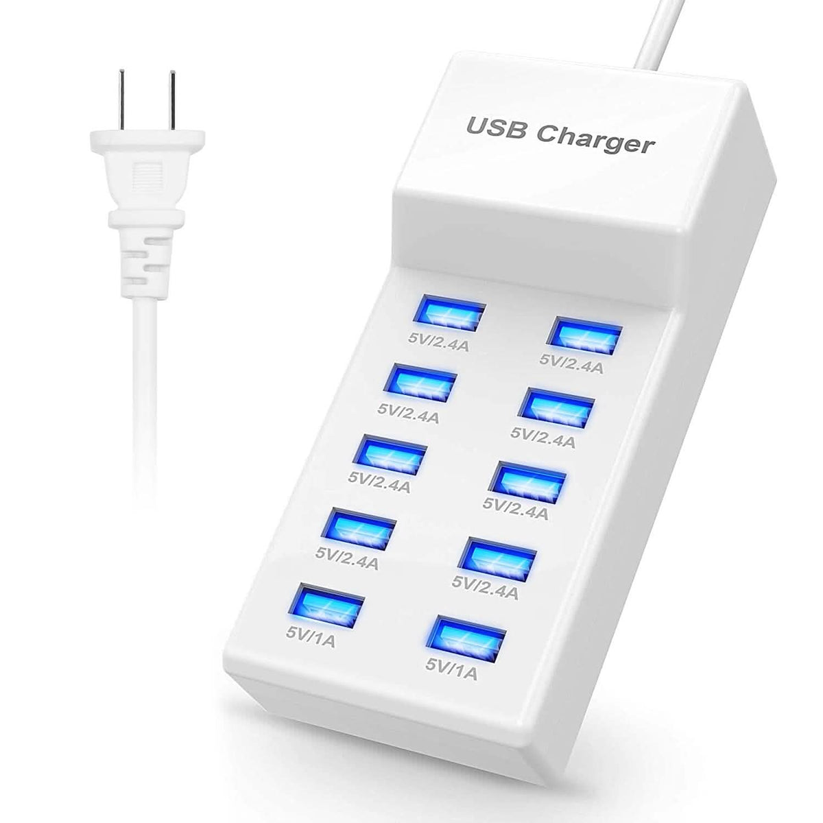 10-Ports 50W USB Wall Fast Charging Power Adapter Mobile Accessories - Tophatter Daily Deals