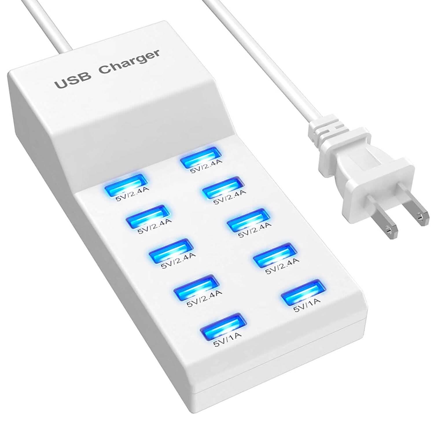 10-Ports 50W USB Wall Fast Charging Power Adapter Mobile Accessories - Tophatter Daily Deals