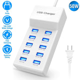 10-Ports 50W USB Wall Fast Charging Power Adapter Mobile Accessories - Tophatter Daily Deals
