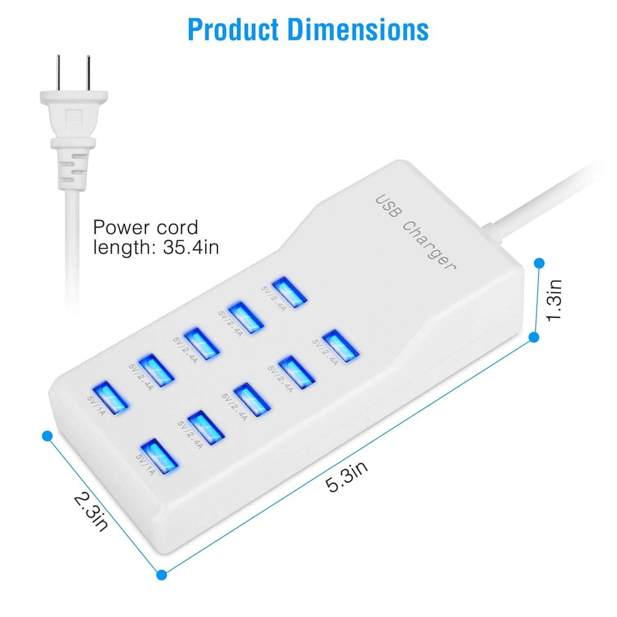 10-Ports 50W USB Wall Fast Charging Power Adapter Mobile Accessories - Tophatter Daily Deals