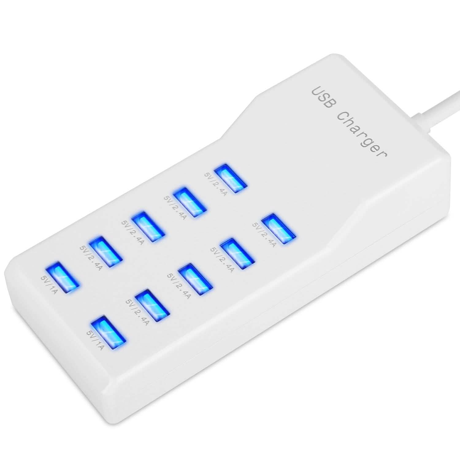 10-Ports 50W USB Wall Fast Charging Power Adapter Mobile Accessories - Tophatter Daily Deals