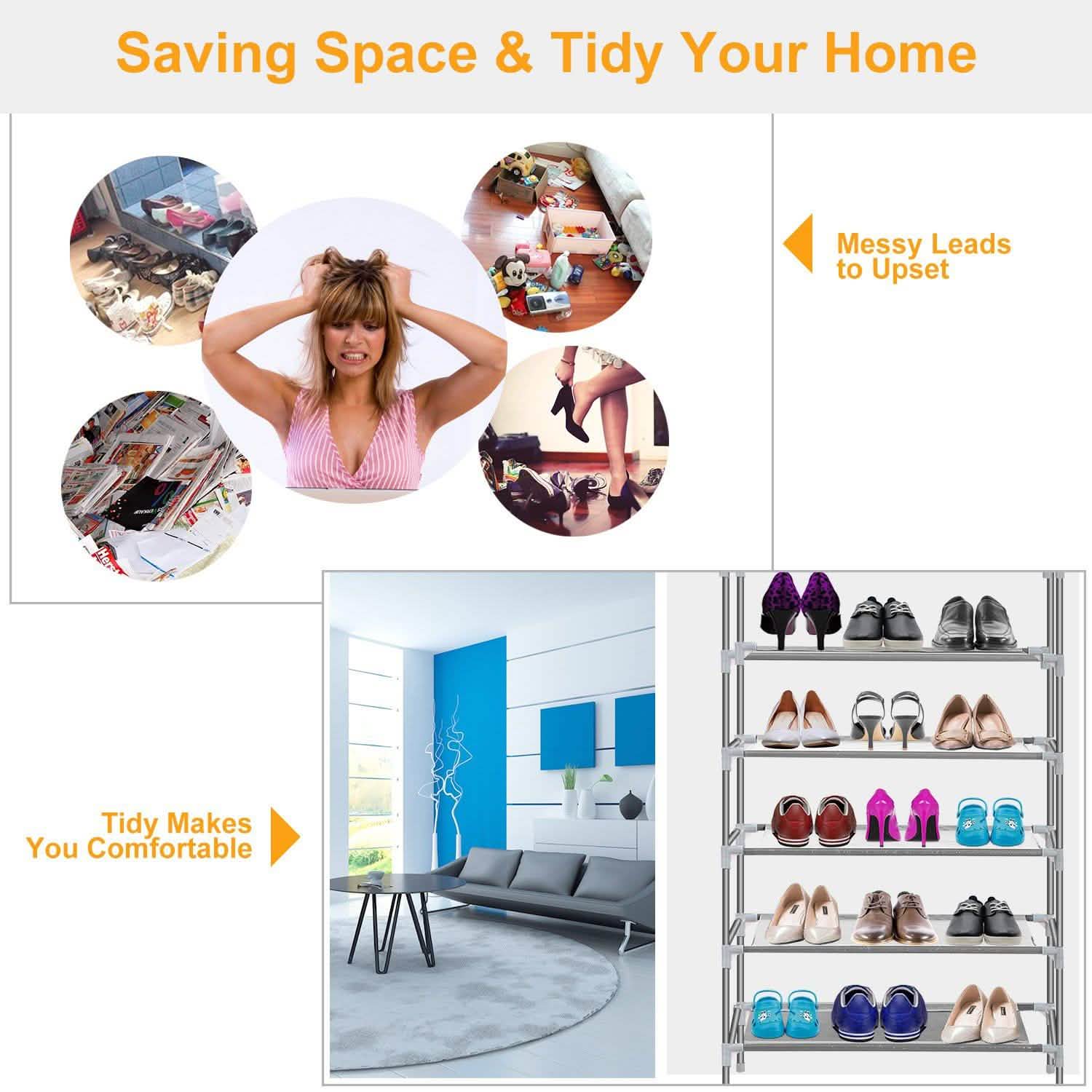 10-Tier Shoe Rack Shelves 27 Pairs Shoes Organizer Storage & Organization - Tophatter Daily Deals