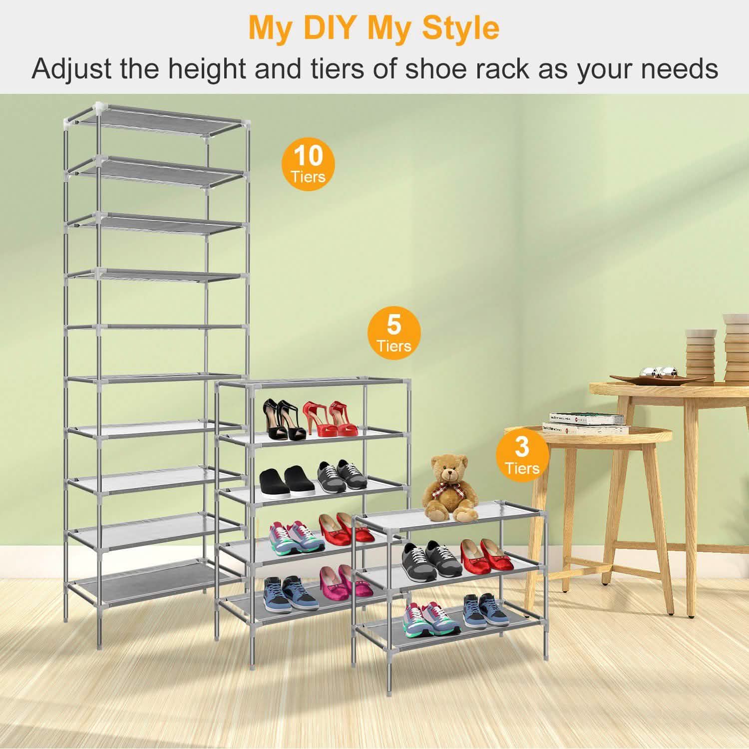 10-Tier Shoe Rack Shelves 27 Pairs Shoes Organizer Storage & Organization - Tophatter Daily Deals