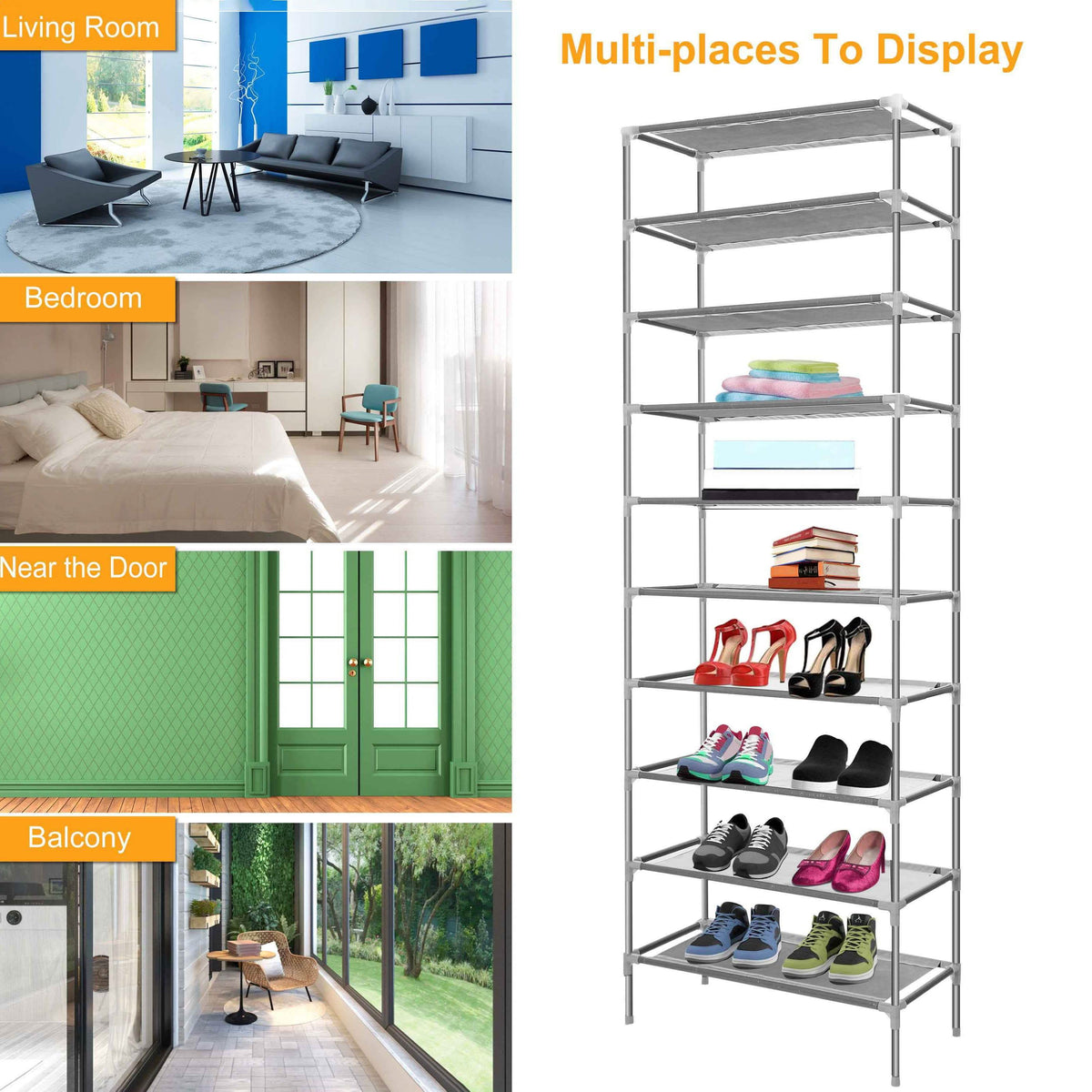 10-Tier Shoe Rack Shelves 27 Pairs Shoes Organizer Storage & Organization - Tophatter Daily Deals