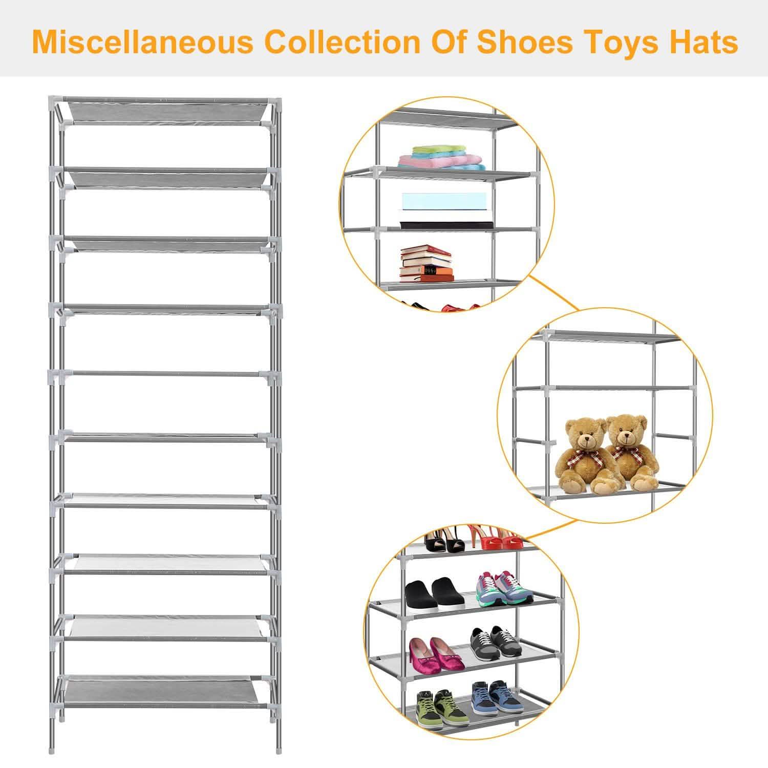 10-Tier Shoe Rack Shelves 27 Pairs Shoes Organizer Storage & Organization - Tophatter Daily Deals