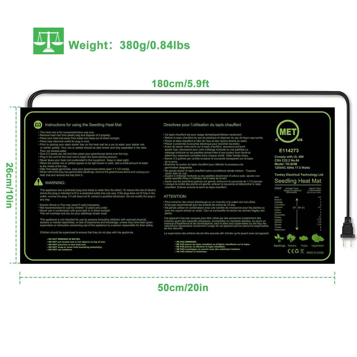 10" x 20" Seedling Heat Mat for Seed Germination Garden & Patio - Tophatter Daily Deals