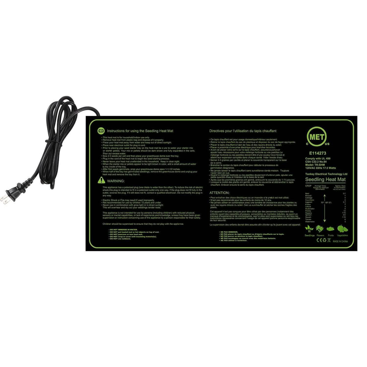 10" x 20" Seedling Heat Mat for Seed Germination Garden & Patio - Tophatter Daily Deals