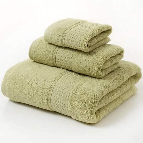 100% Cotton Premium Ring Spun Towel Set Olive Green Bath - Tophatter Daily Deals