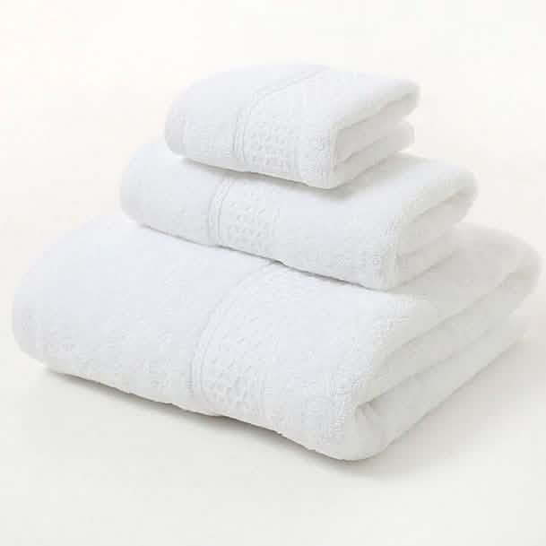 100% Cotton Premium Ring Spun Towel Set White Bath - Tophatter Daily Deals