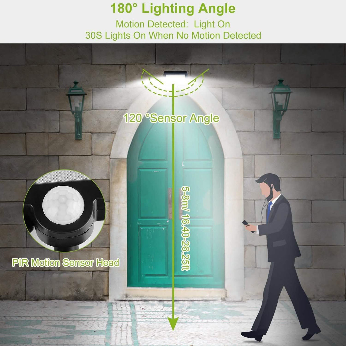 100 LED Solar Powered Wall Lights Outdoor Outdoor Lighting - Tophatter Daily Deals