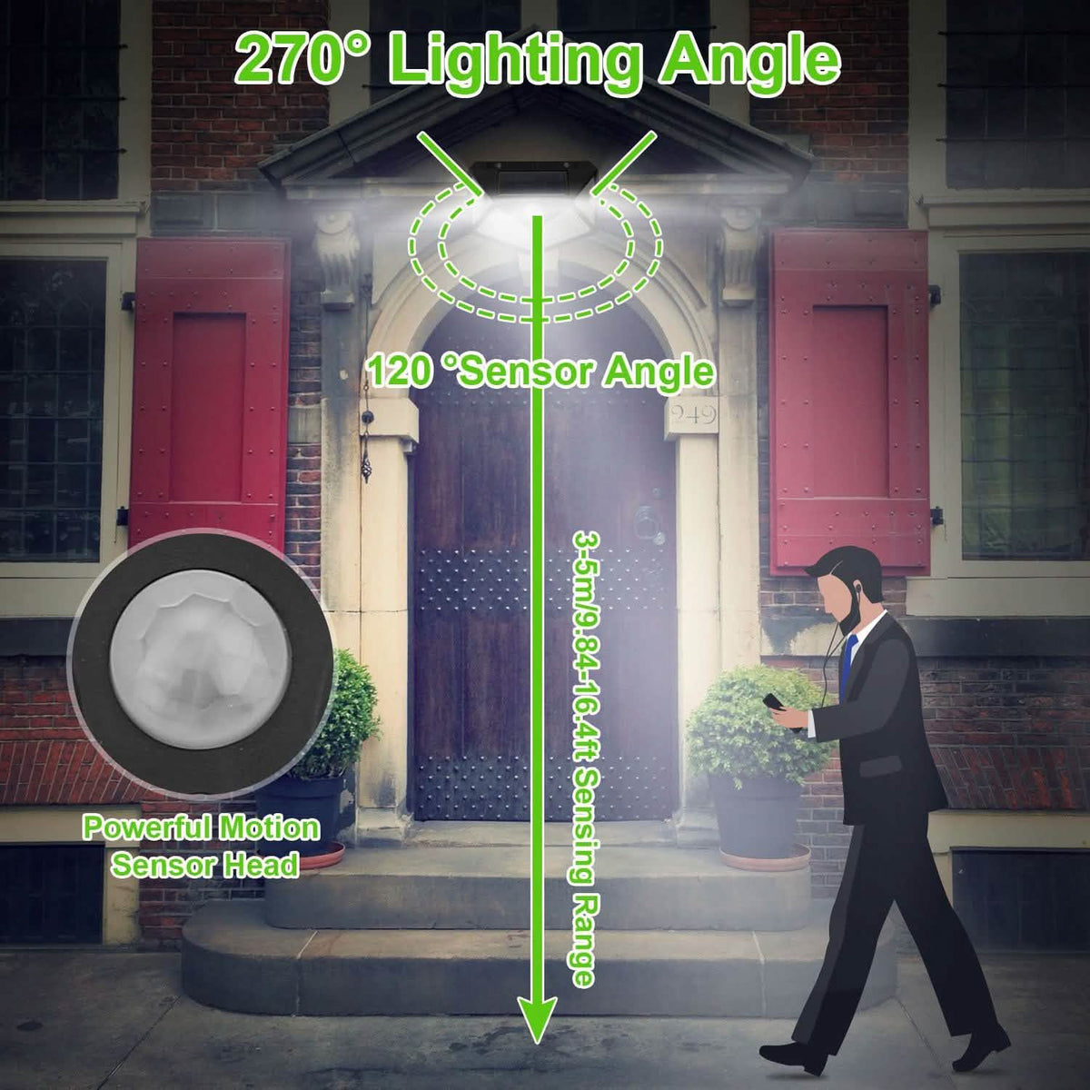 100 LED Solar Wall Light Outdoor Outdoor Lighting - Tophatter Daily Deals