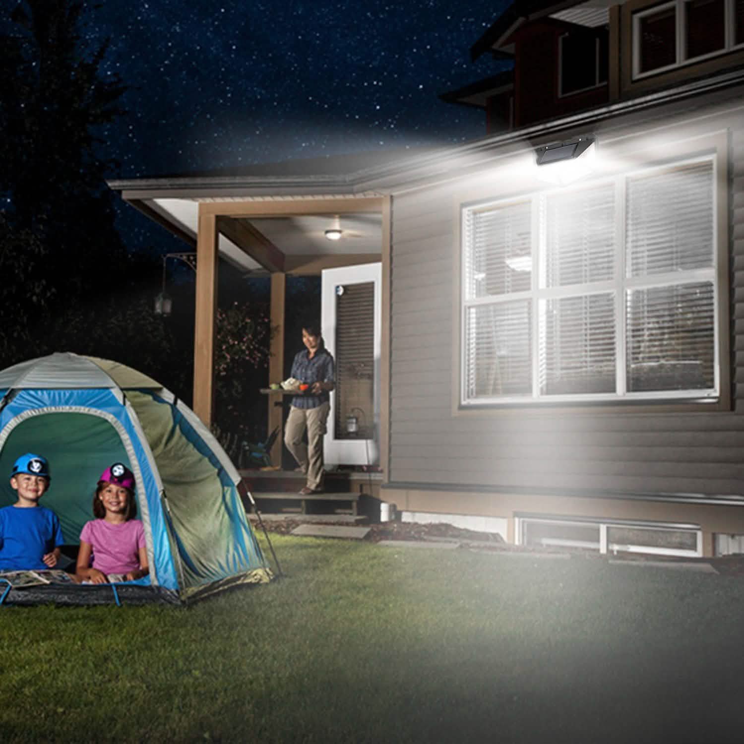 100 LED Solar Wall Light Outdoor Outdoor Lighting - Tophatter Daily Deals