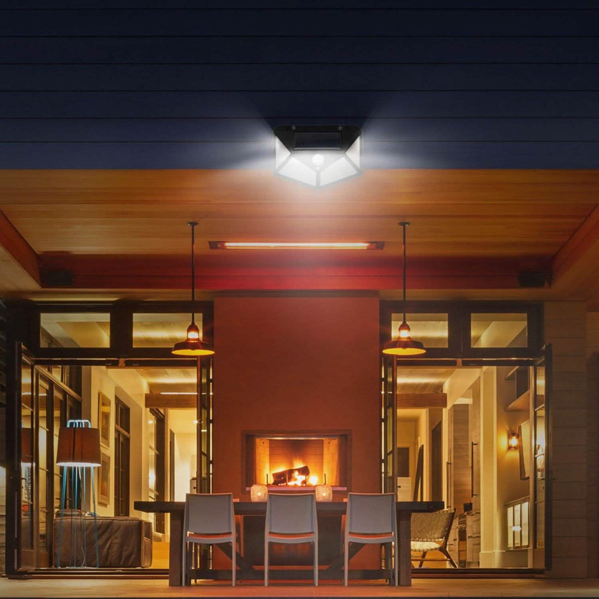 100 LED Solar Wall Light Outdoor Outdoor Lighting - Tophatter Daily Deals