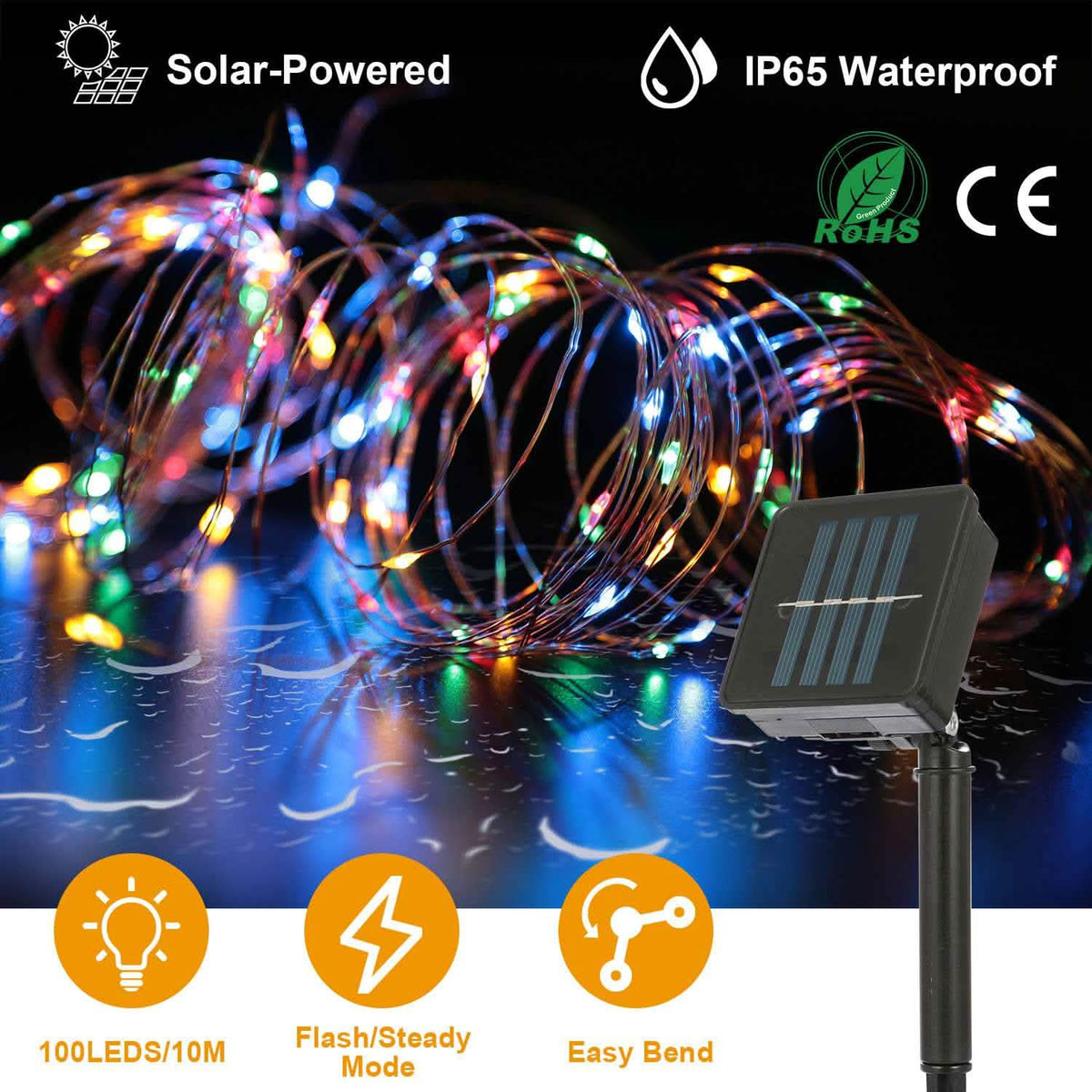 100 LEDs Solar String Lights String & Fairy Lights - Tophatter Daily Deals