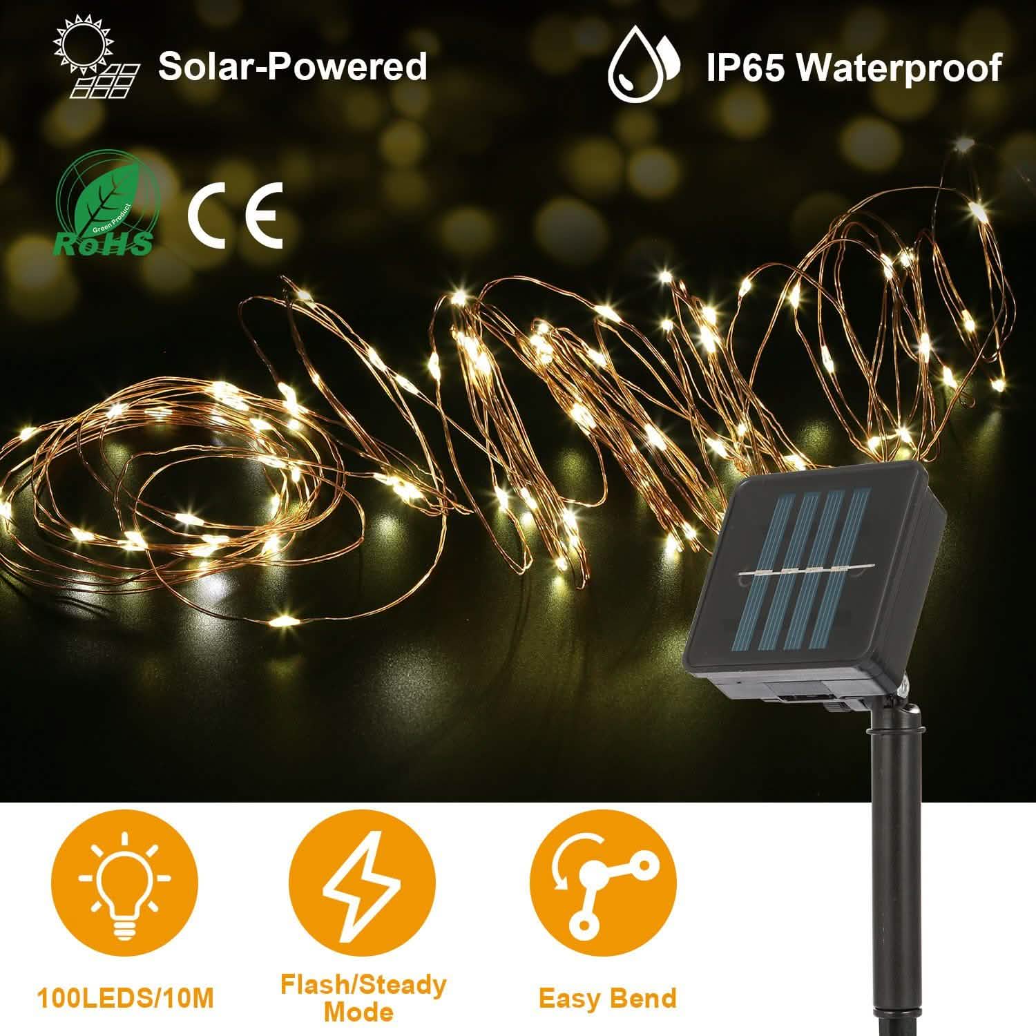 Vector Solar String Light 100 LEDs Solar String Lights – Tophatter's Inc.