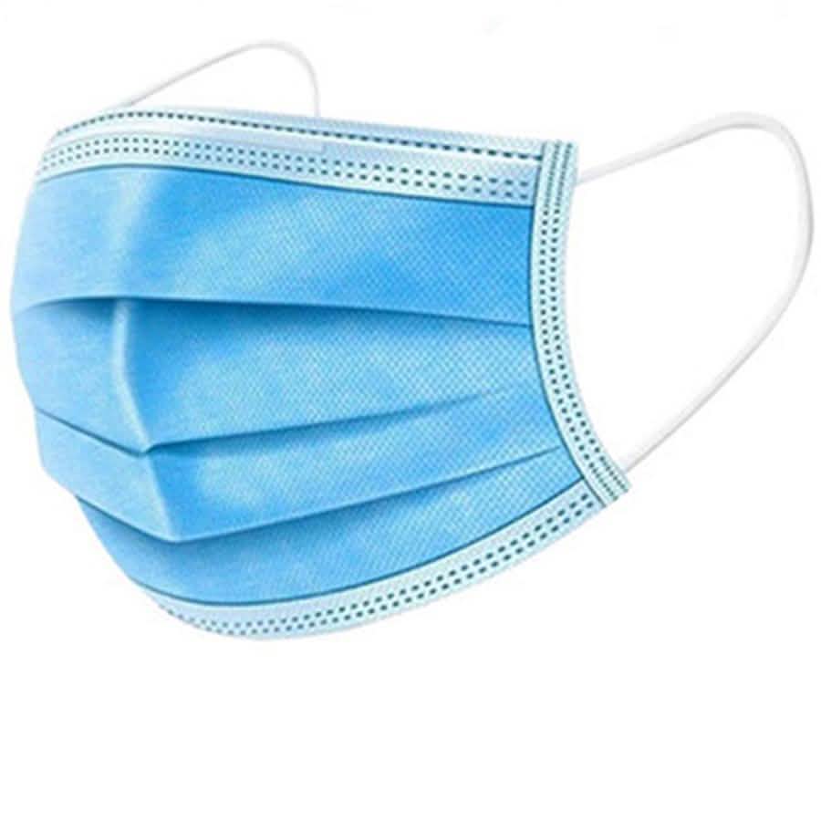 100-Pack: 3 Layer Disposable Protective Face Masks Blue Face Masks & PPE - Tophatter Daily Deals