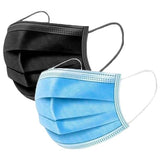 100-Pack: 3 Layer Disposable Protective Face Masks Blue Black Face Masks & PPE - Tophatter Daily Deals