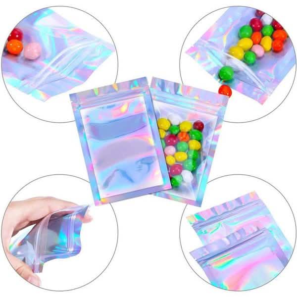 100-Pack: Resealable Holographic Foil Bags Kitchen Storage - Tophatter Daily Deals