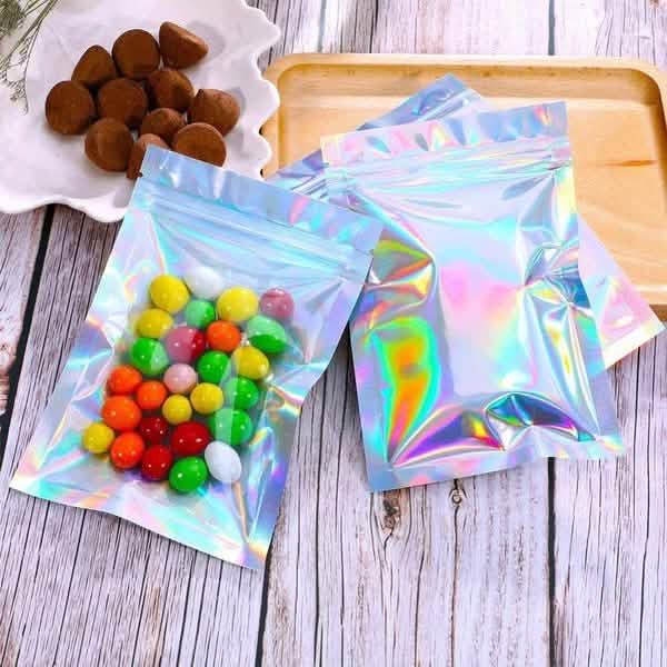 100-Pack: Resealable Holographic Foil Bags Kitchen Storage - Tophatter Daily Deals