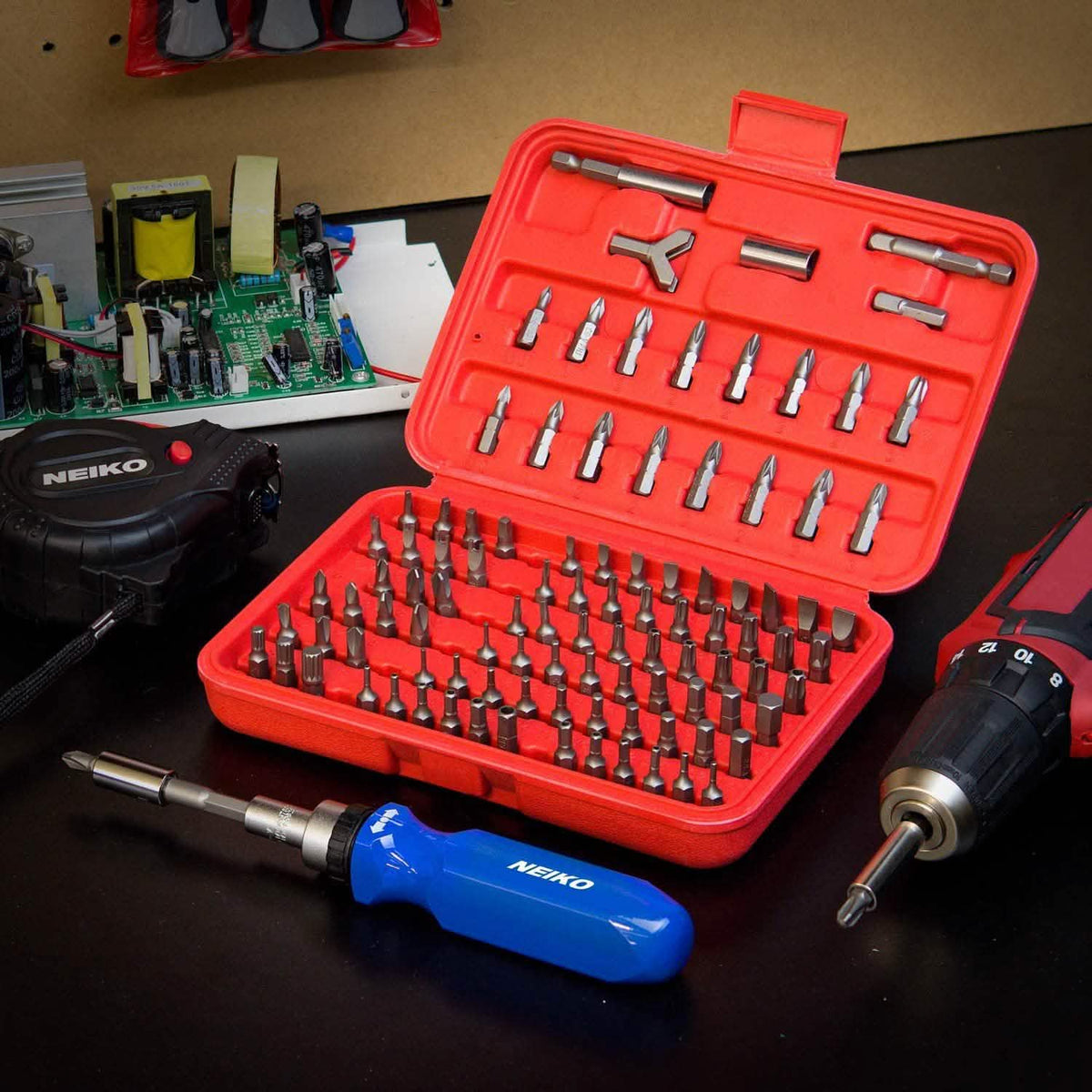 100-Piece: Neiko 10048A Premium Security Bit Set Home Improvement - Tophatter Daily Deals
