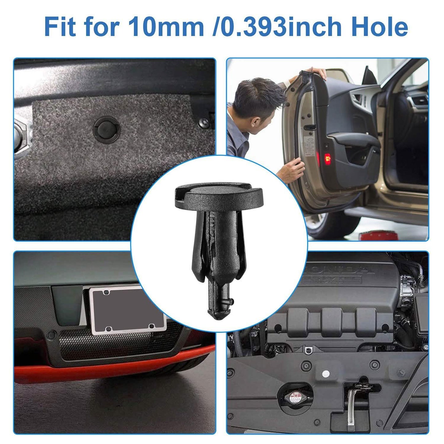 100-Pieces: 10mm Bumper Clip Fastener Rivets Automotive - Tophatter Daily Deals