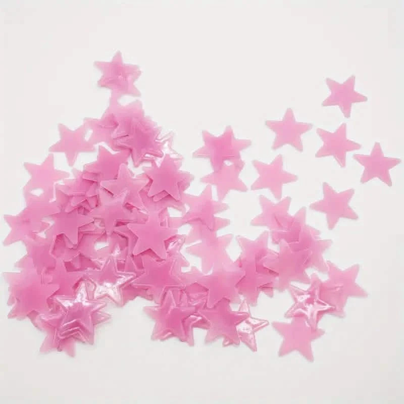 100-Pieces: Luminous Glow in the Dark Star Wall Stickers Pink Furniture & Decor - Tophatter Daily Deals