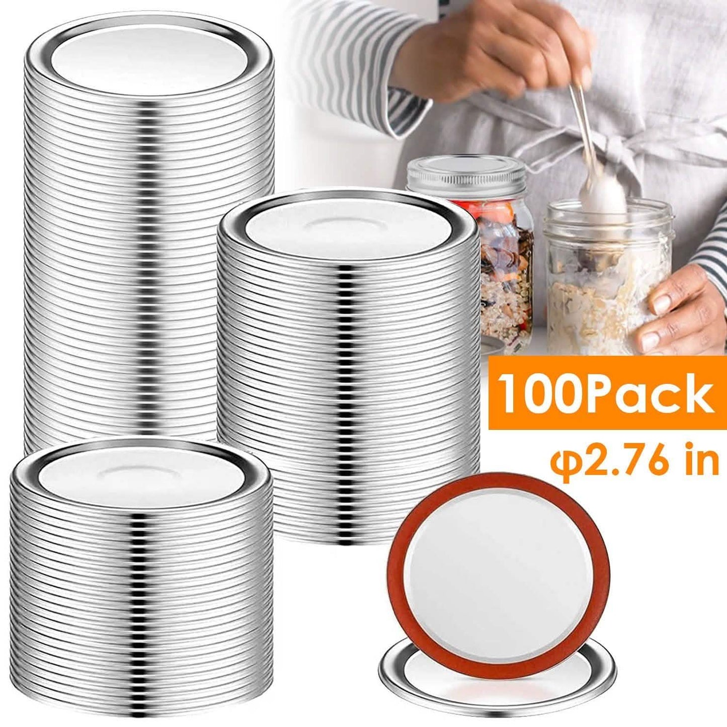 100-Pieces: Regular Mouth Canning Lids Kitchen Storage - Tophatter Daily Deals