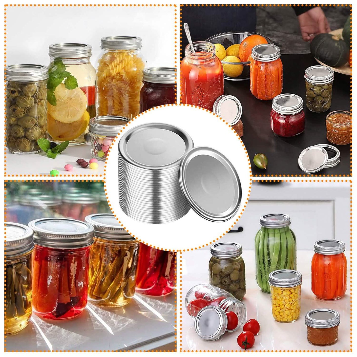 100-Pieces: Regular Mouth Canning Lids Kitchen Storage - Tophatter Daily Deals
