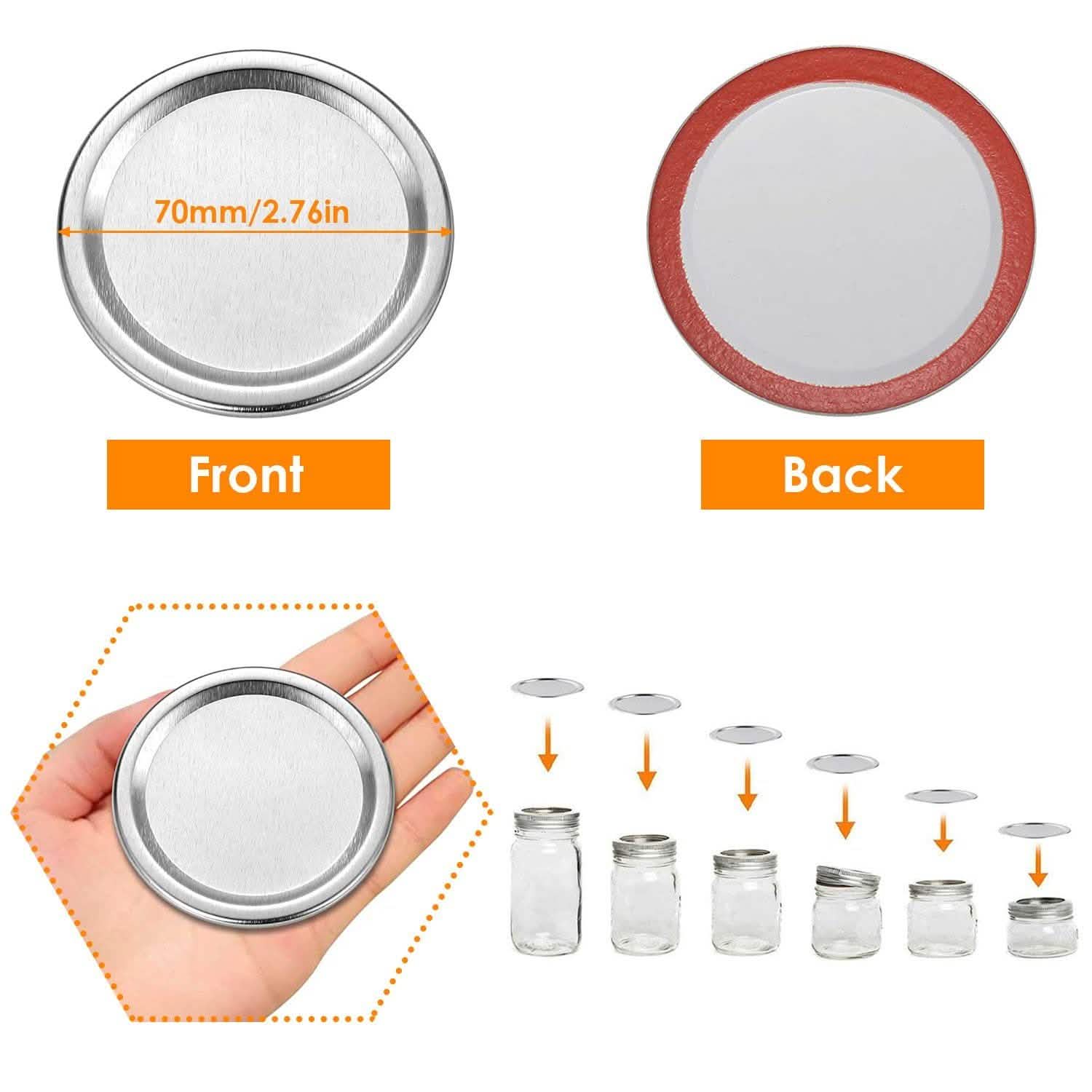 100-Pieces: Regular Mouth Canning Lids Kitchen Storage - Tophatter Daily Deals
