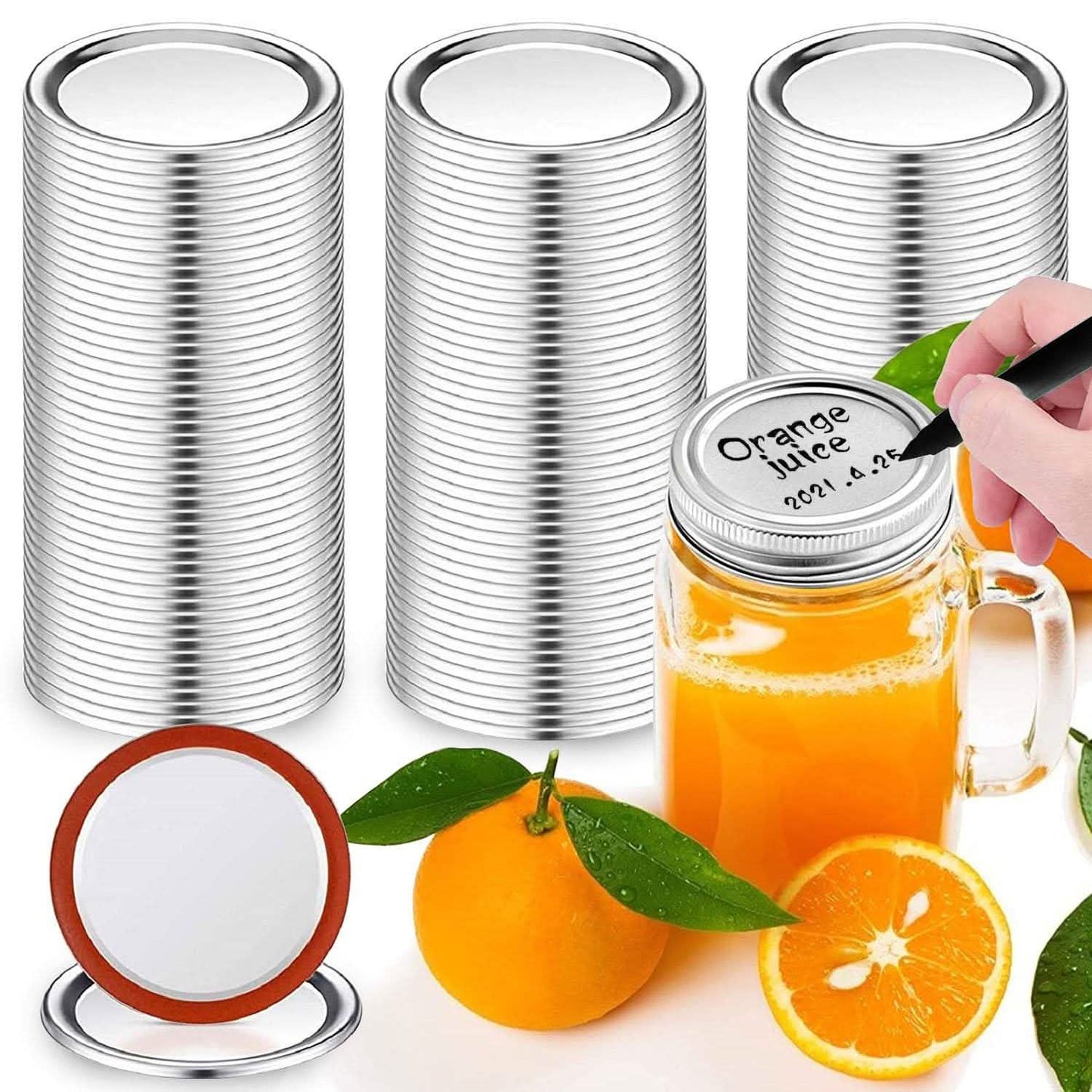 100-Pieces: Regular Mouth Canning Lids Kitchen Storage - Tophatter Daily Deals