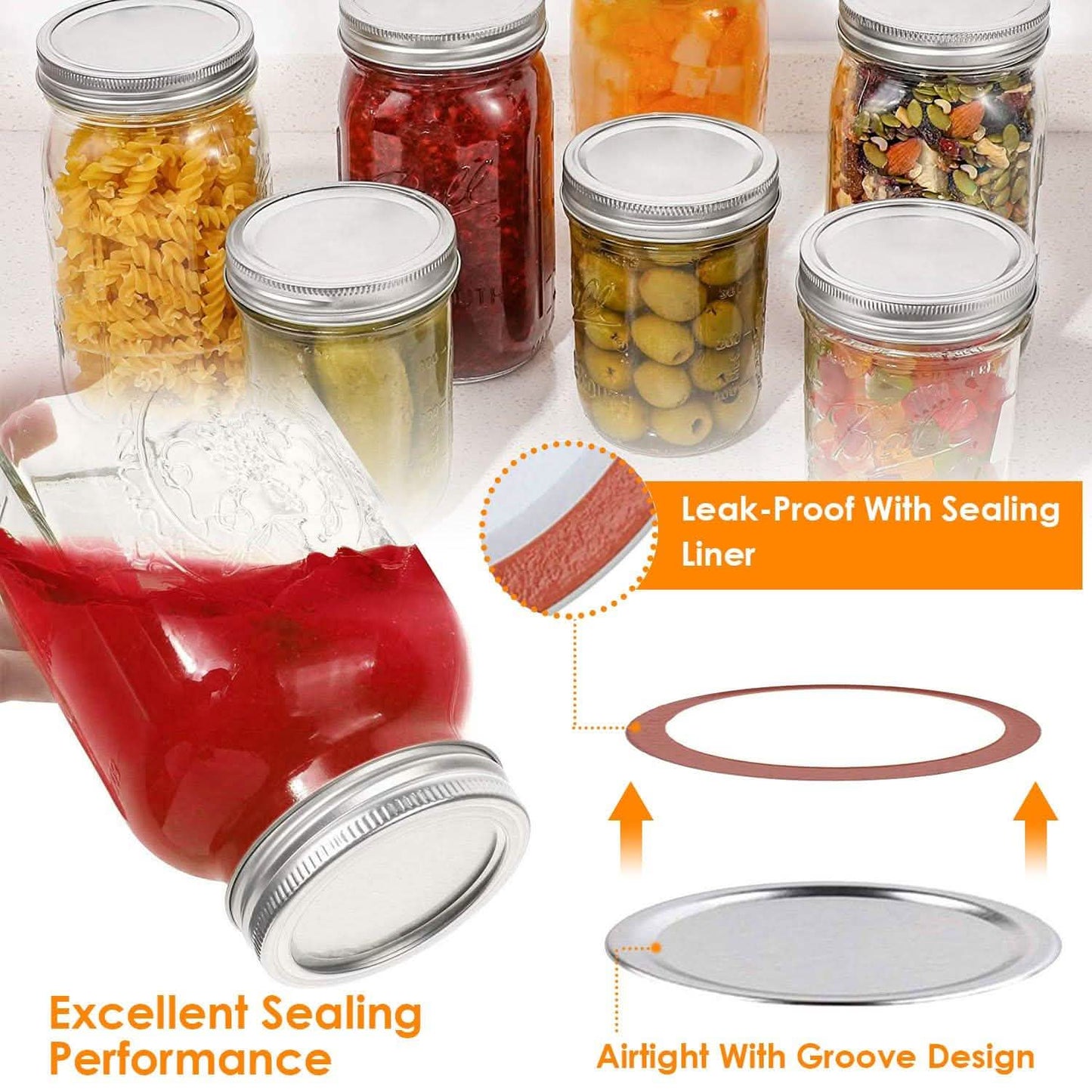 100-Pieces: Regular Mouth Canning Lids Kitchen Storage - Tophatter Daily Deals