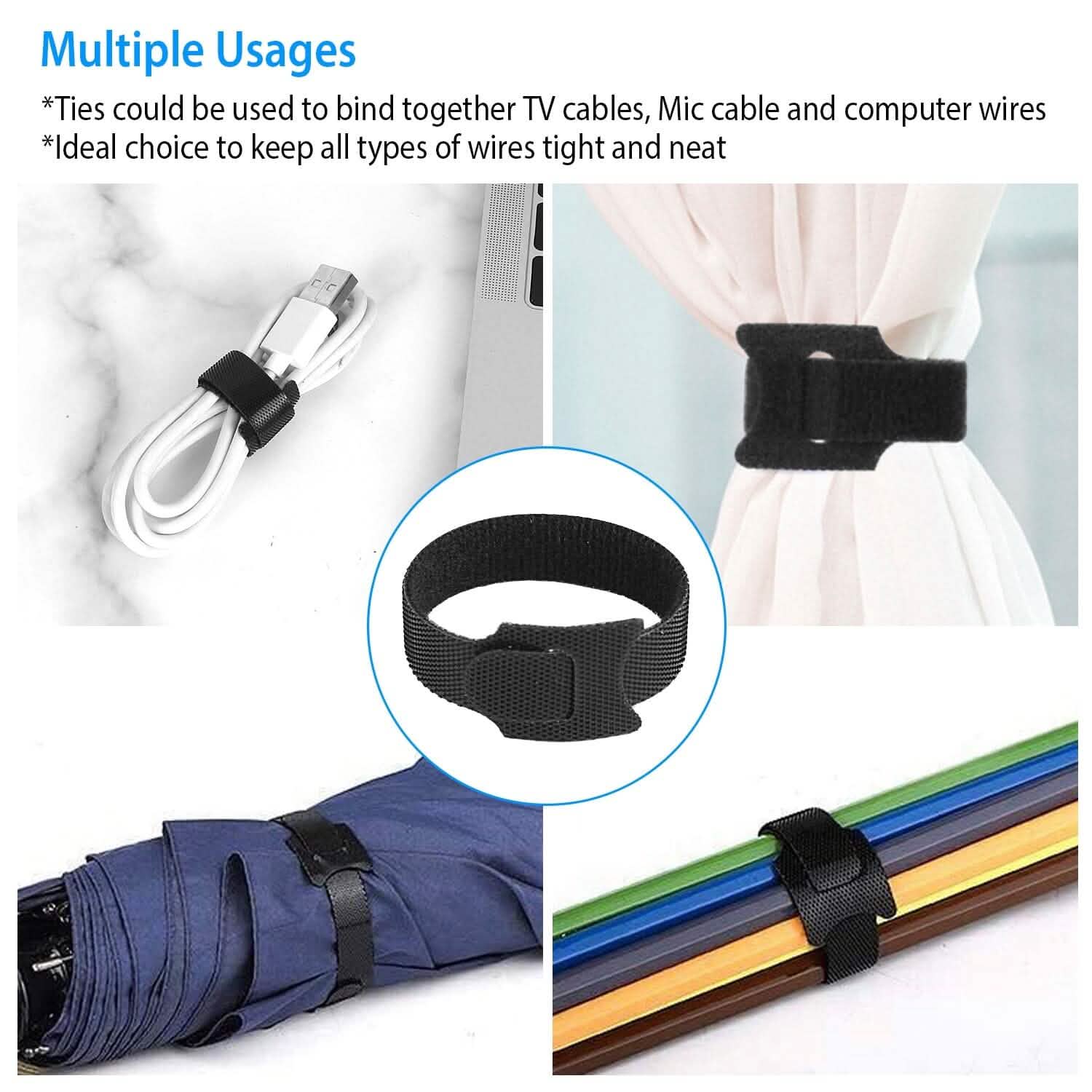 100-Pieces: Reusable Cable Ties 6" Wire Management Holder Everything Else - Tophatter Daily Deals