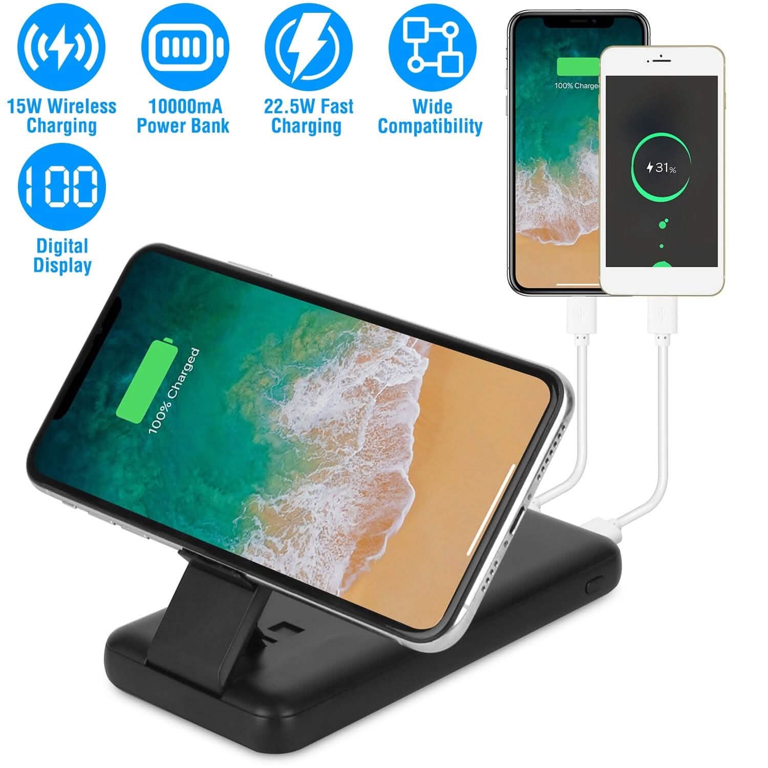 1000 mAh Wireless Foldable Power Bank Mobile Accessories - Tophatter Daily Deals