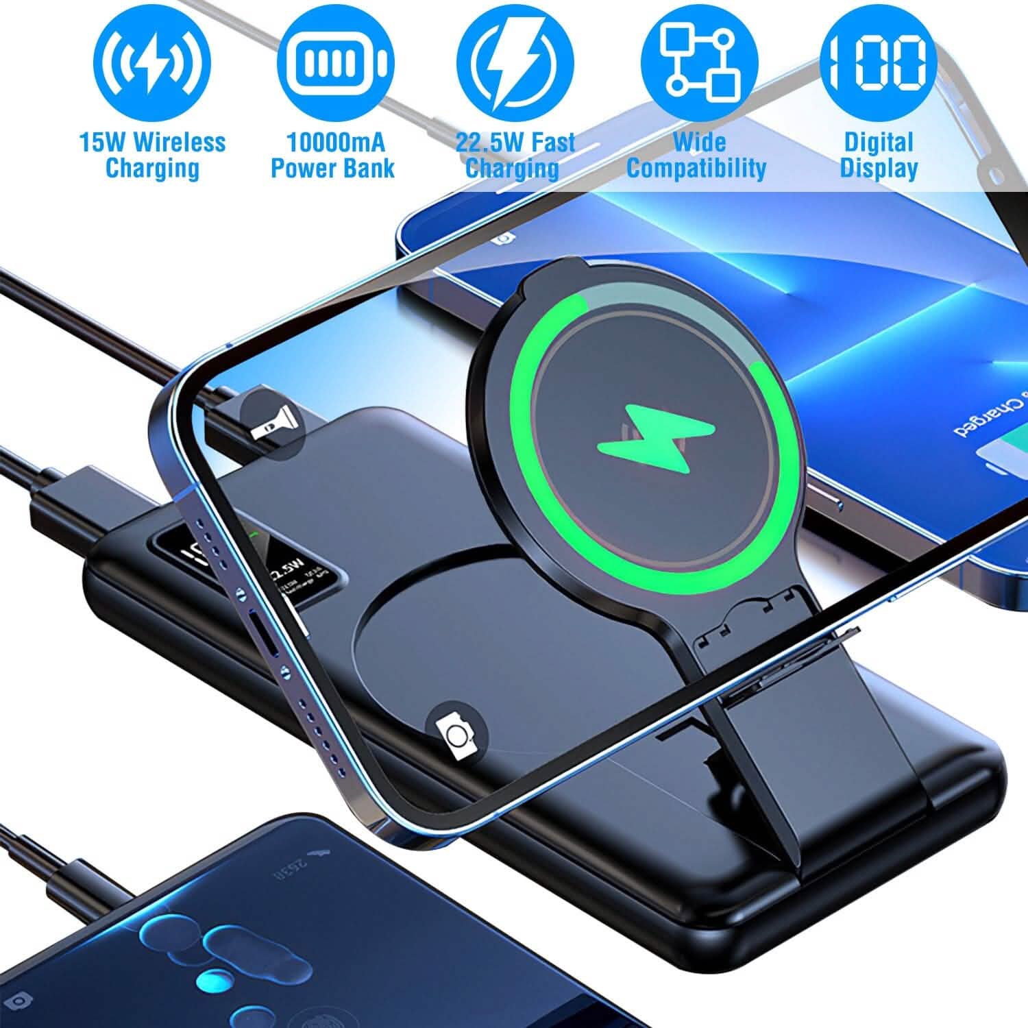 1000 mAh Wireless Foldable Power Bank Mobile Accessories - Tophatter Daily Deals