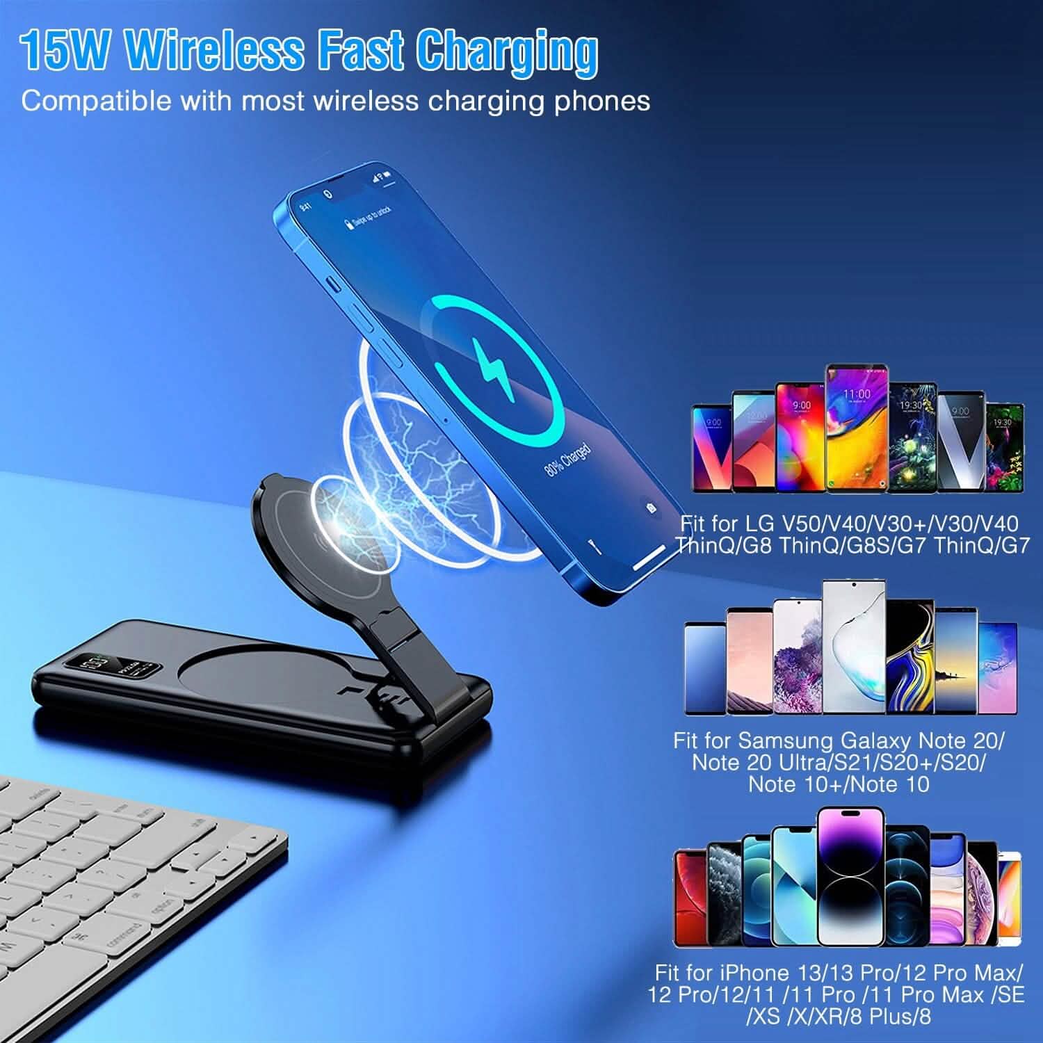 1000 mAh Wireless Foldable Power Bank Mobile Accessories - Tophatter Daily Deals