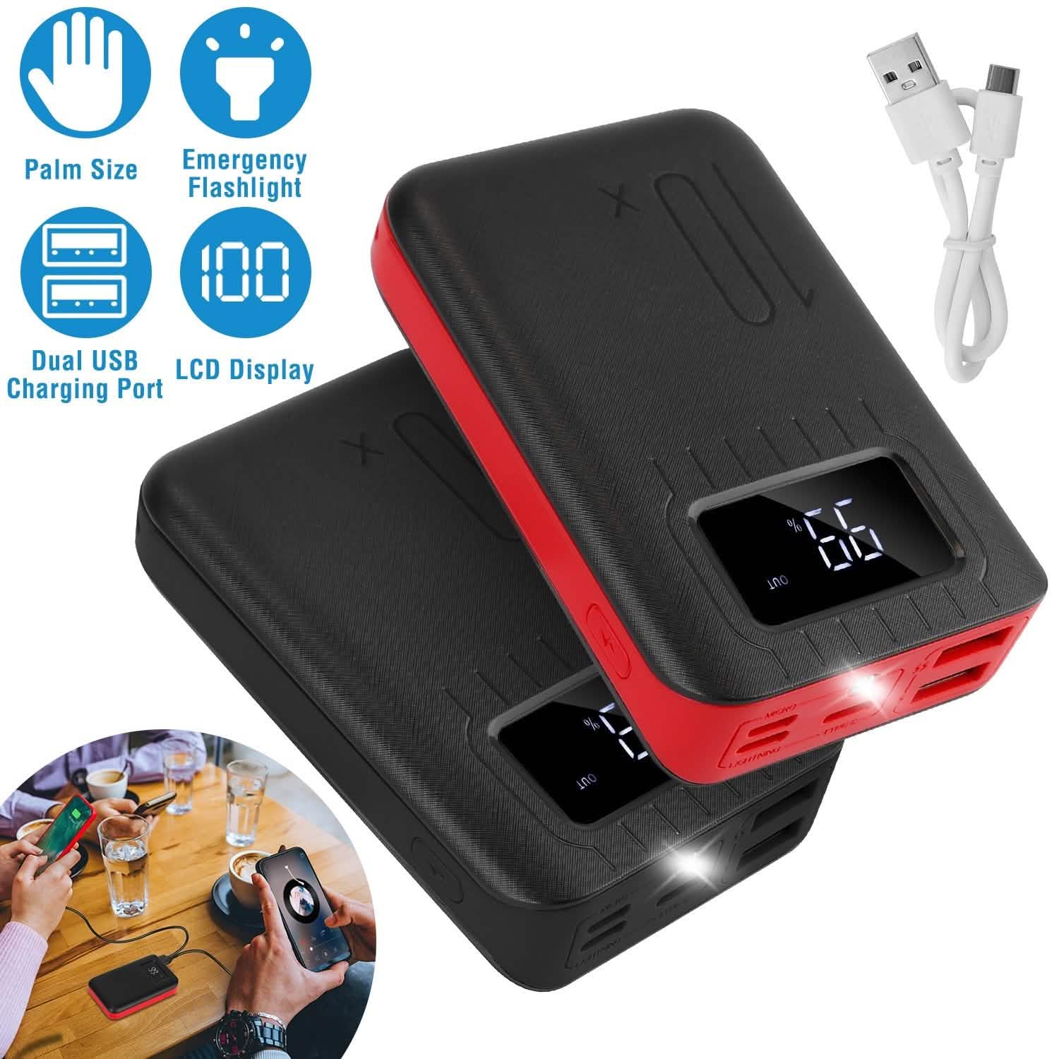 10000 mAh Portable Powerbank Dual USB Charger Port with LCD Display Mobile Accessories - Tophatter Daily Deals