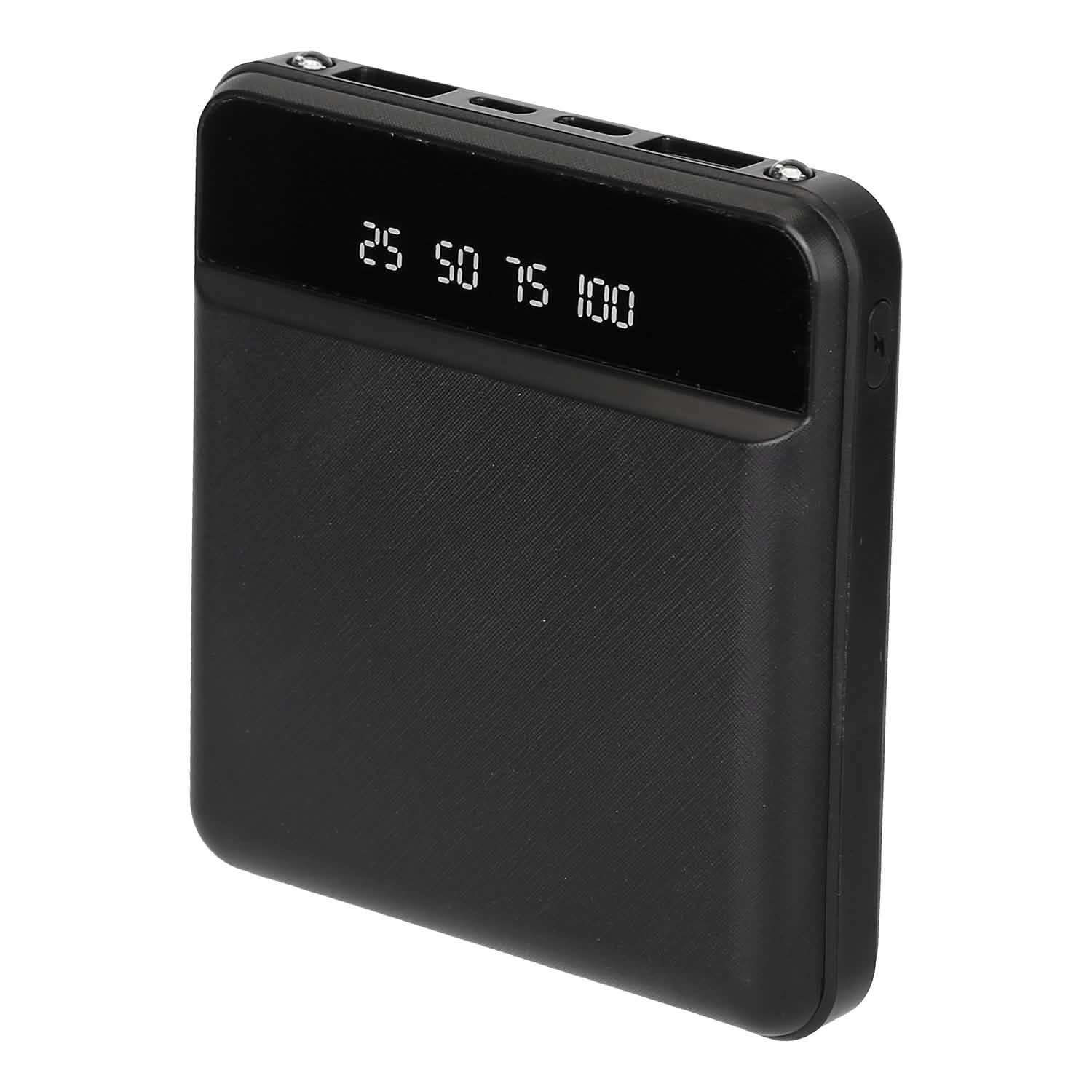 10000 mAh Portable Powerbank Mini with Dual USB Ports LCD Display Black Mobile Accessories - Tophatter Daily Deals