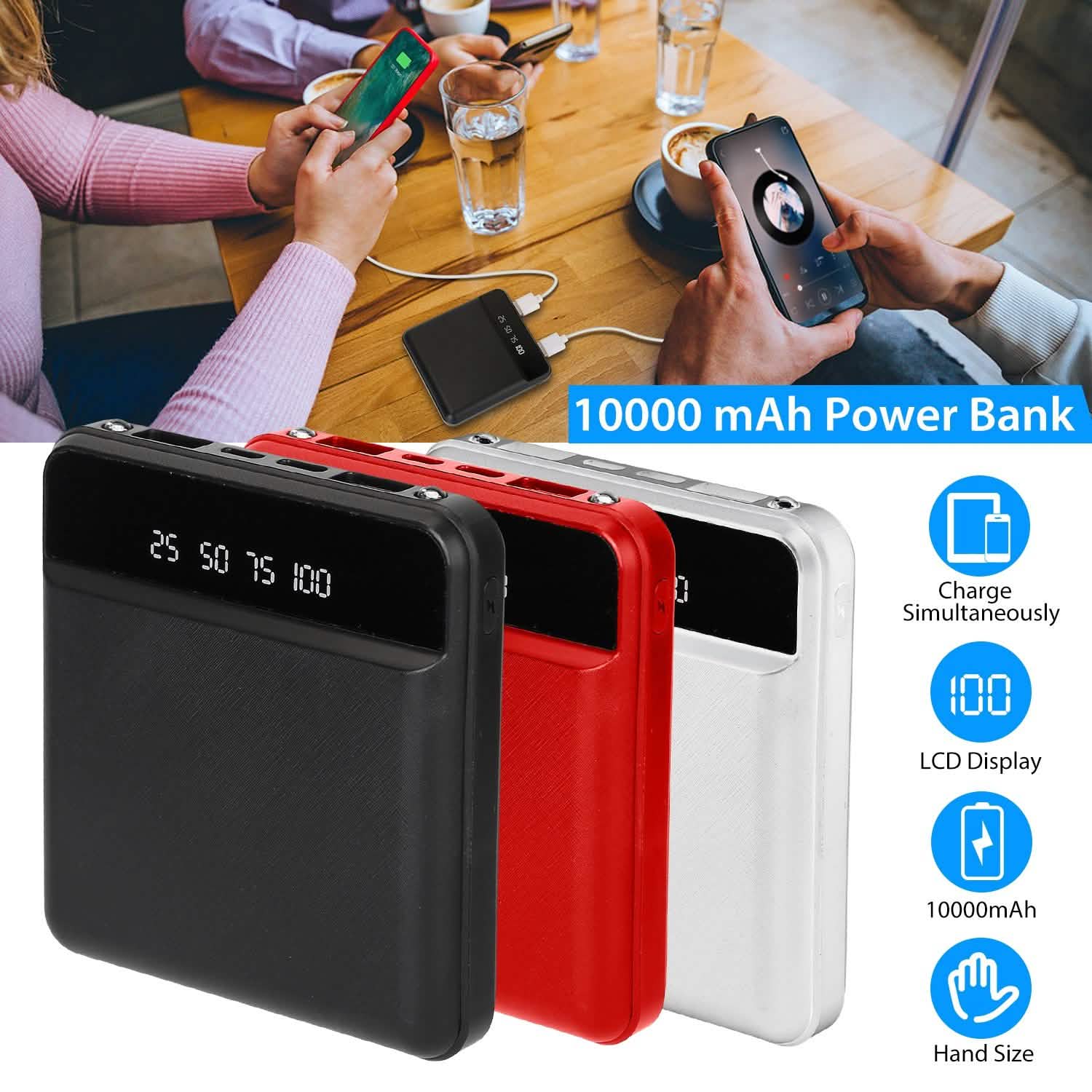 10000 mAh Portable Powerbank Mini with Dual USB Ports LCD Display Mobile Accessories - Tophatter Daily Deals