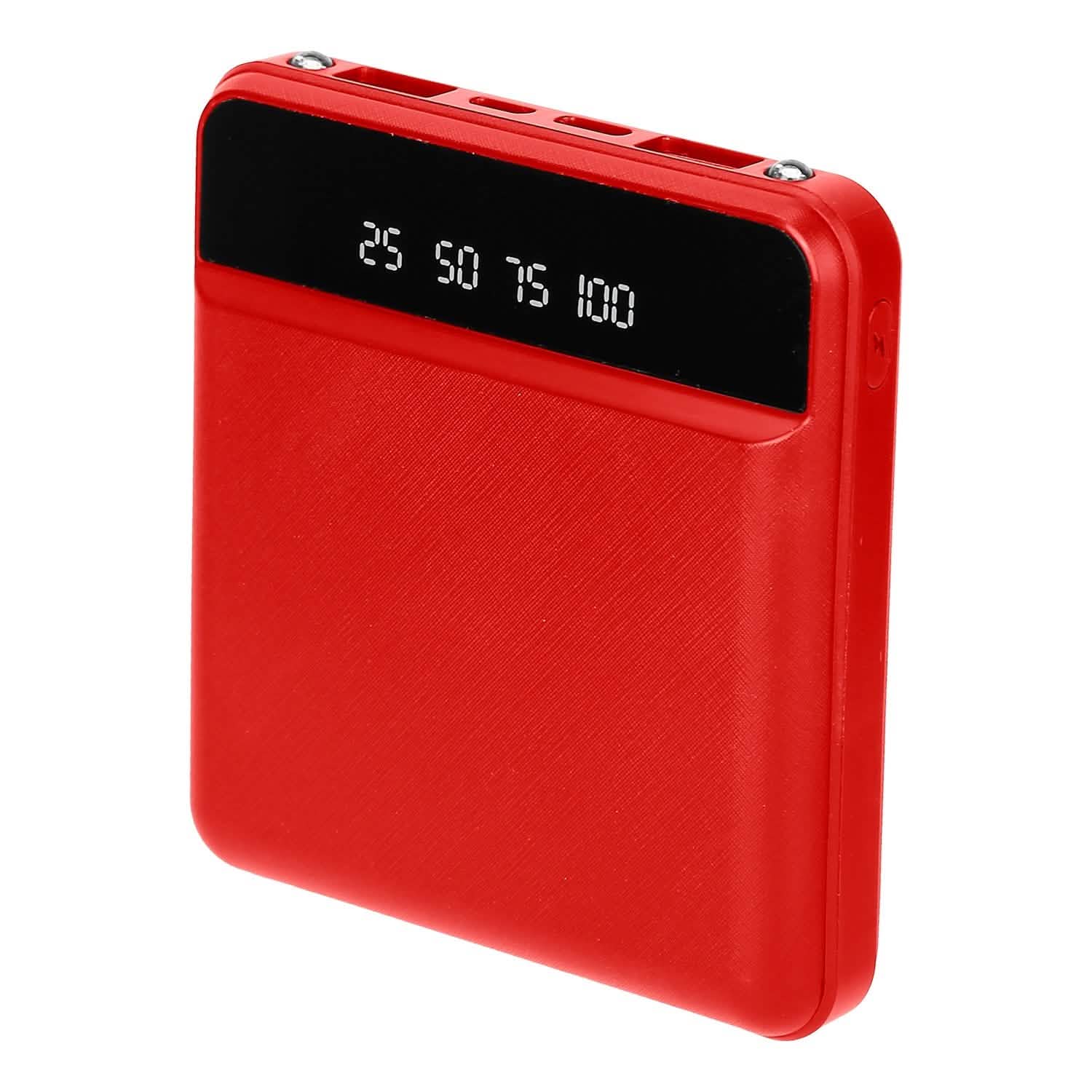 10000 mAh Portable Powerbank Mini with Dual USB Ports LCD Display Red Mobile Accessories - Tophatter Daily Deals