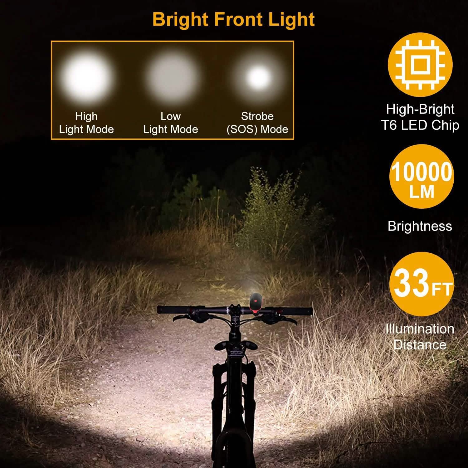 10000LM Bike Headlight USB Rechargeable Outdoor Recreation - Tophatter Daily Deals