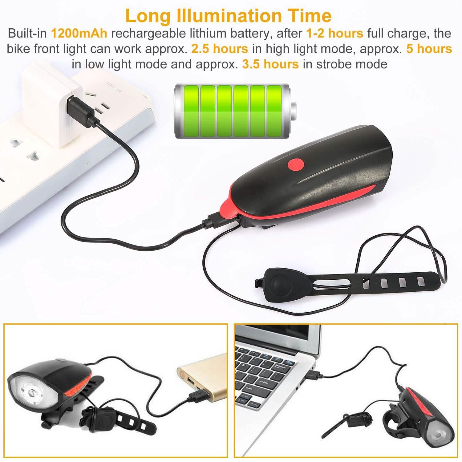 10000LM Bike Headlight USB Rechargeable Outdoor Recreation - Tophatter Daily Deals