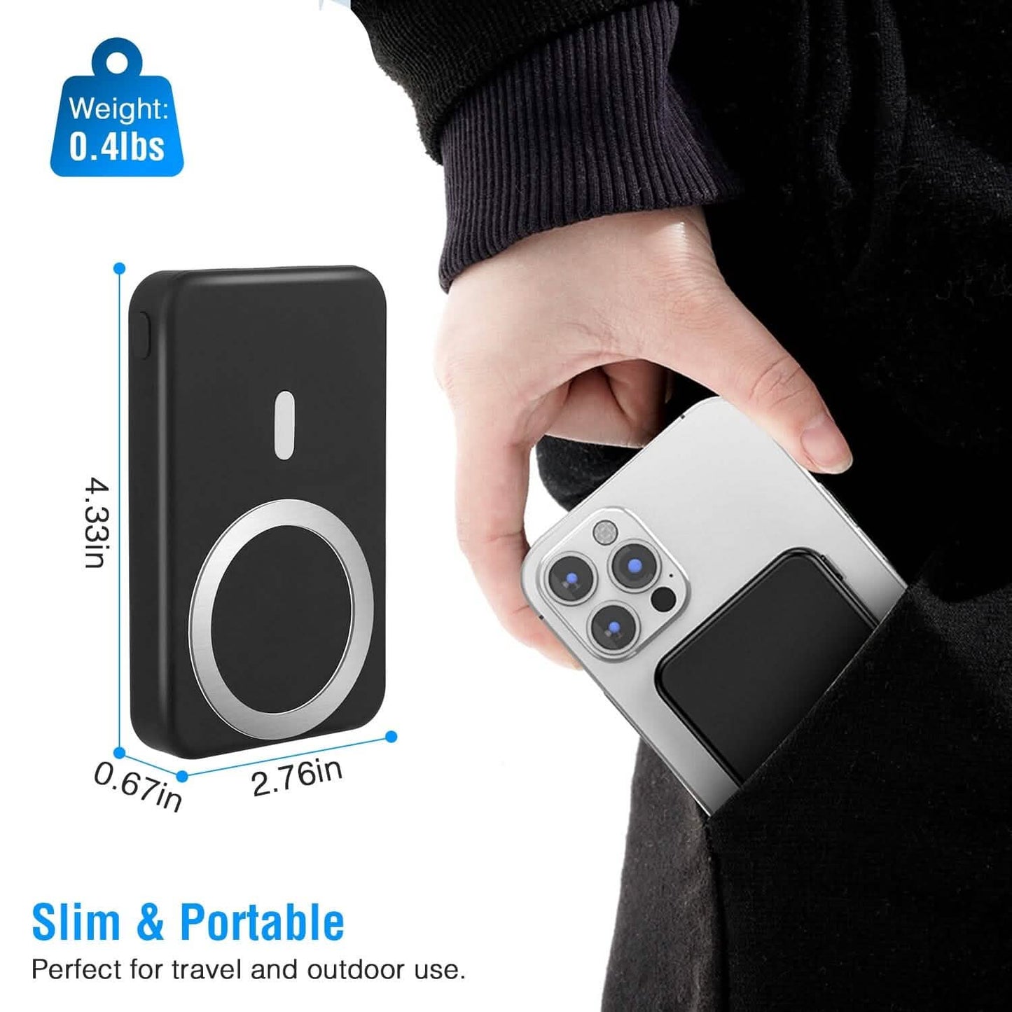 10000mAh Magnetic Wireless Power Bank 22.5W Fast Charging Mobile Accessories - Tophatter Daily Deals