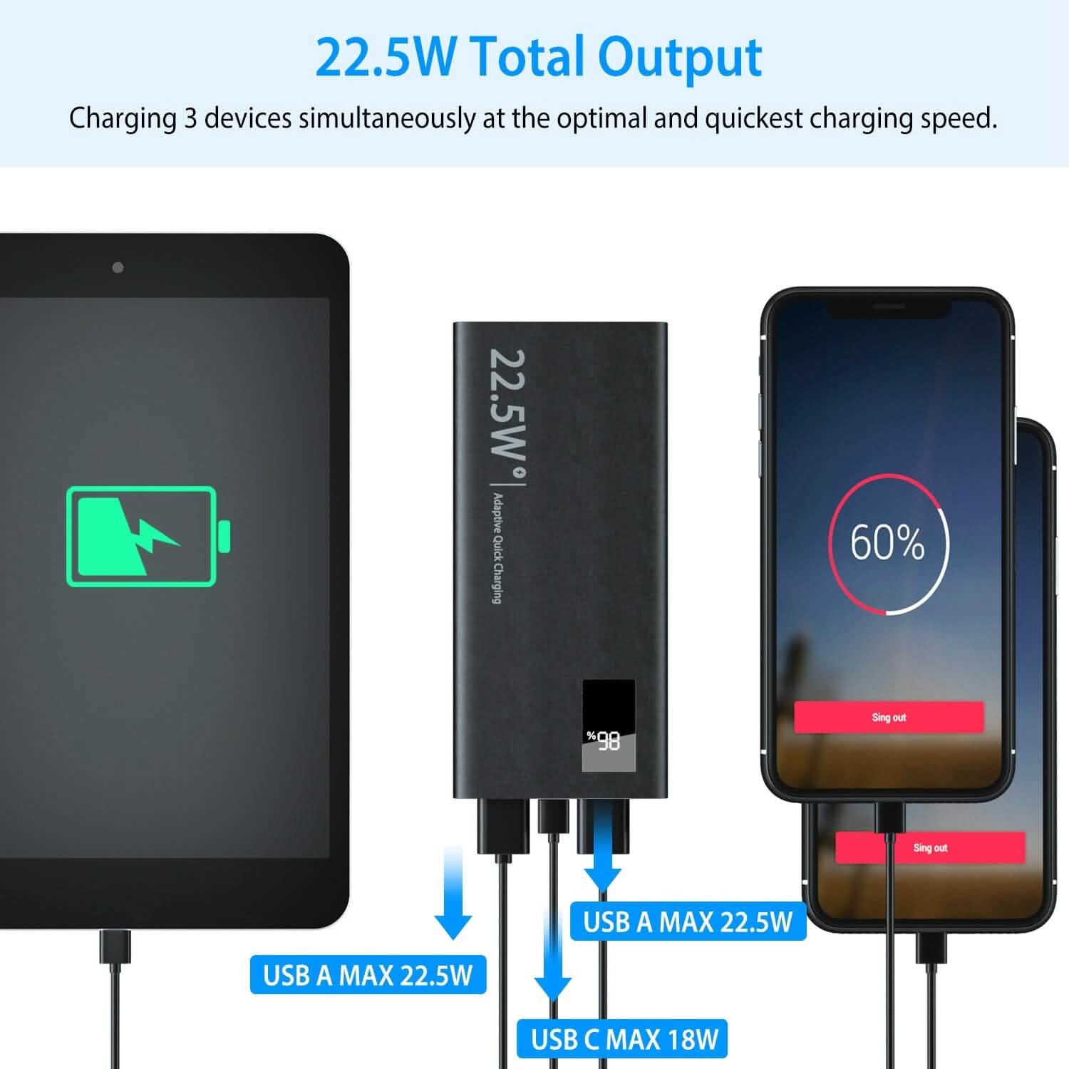 10000mAh Power Bank Portable Charger External Battery Pack Mobile Accessories - Tophatter Daily Deals