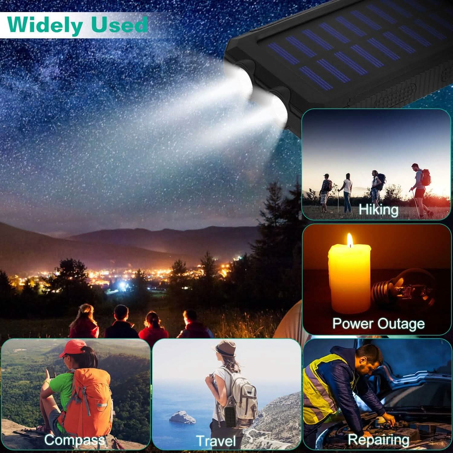 10000mAh Solar Power Bank External Battery Pack Mobile Accessories - Tophatter Daily Deals