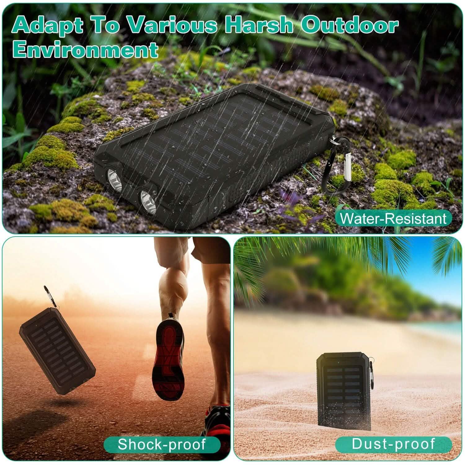 10000mAh Solar Power Bank External Battery Pack Mobile Accessories - Tophatter Daily Deals