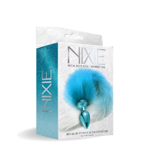 NIXIE Metal Butt Plug With Tail Metallic Blue 15 Inch Super Soft Hombre Tail 3.2 x 2.4 Inch Plug > Anal Range > Tail Butt Plugs - Tophatter Daily Deals