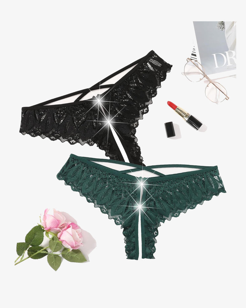 Criss Cross String Hipster Underwear Black+Green Lingeries-panties - Tophatter Daily Deals