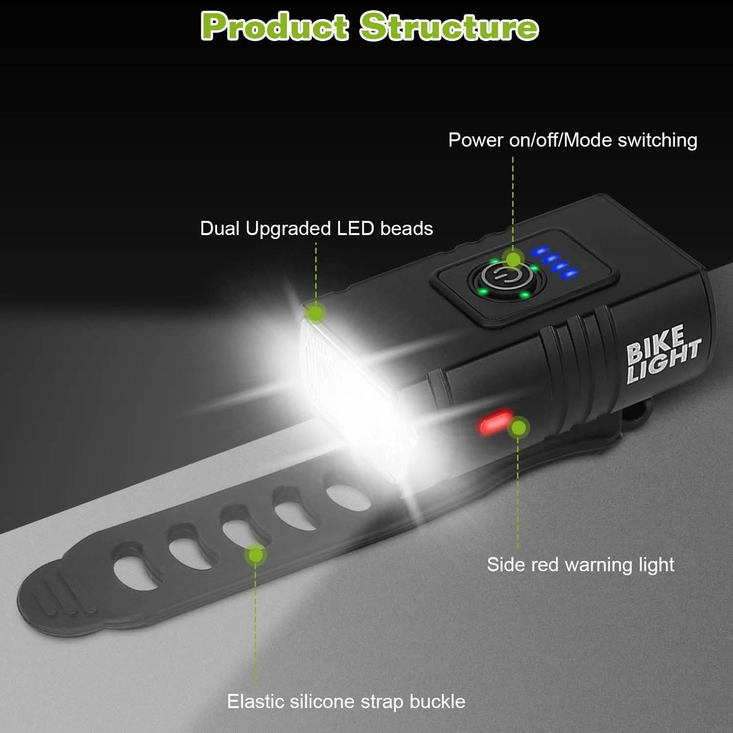 1000LM Bike Front Light Rechargeable Handlebar Head Light with 6 Lighting Modes Outdoor Recreation - Tophatter Daily Deals